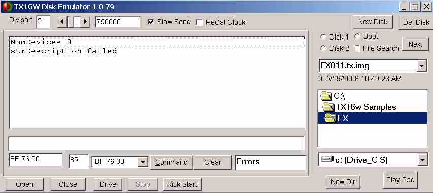 TX16W Disk
        emulation
